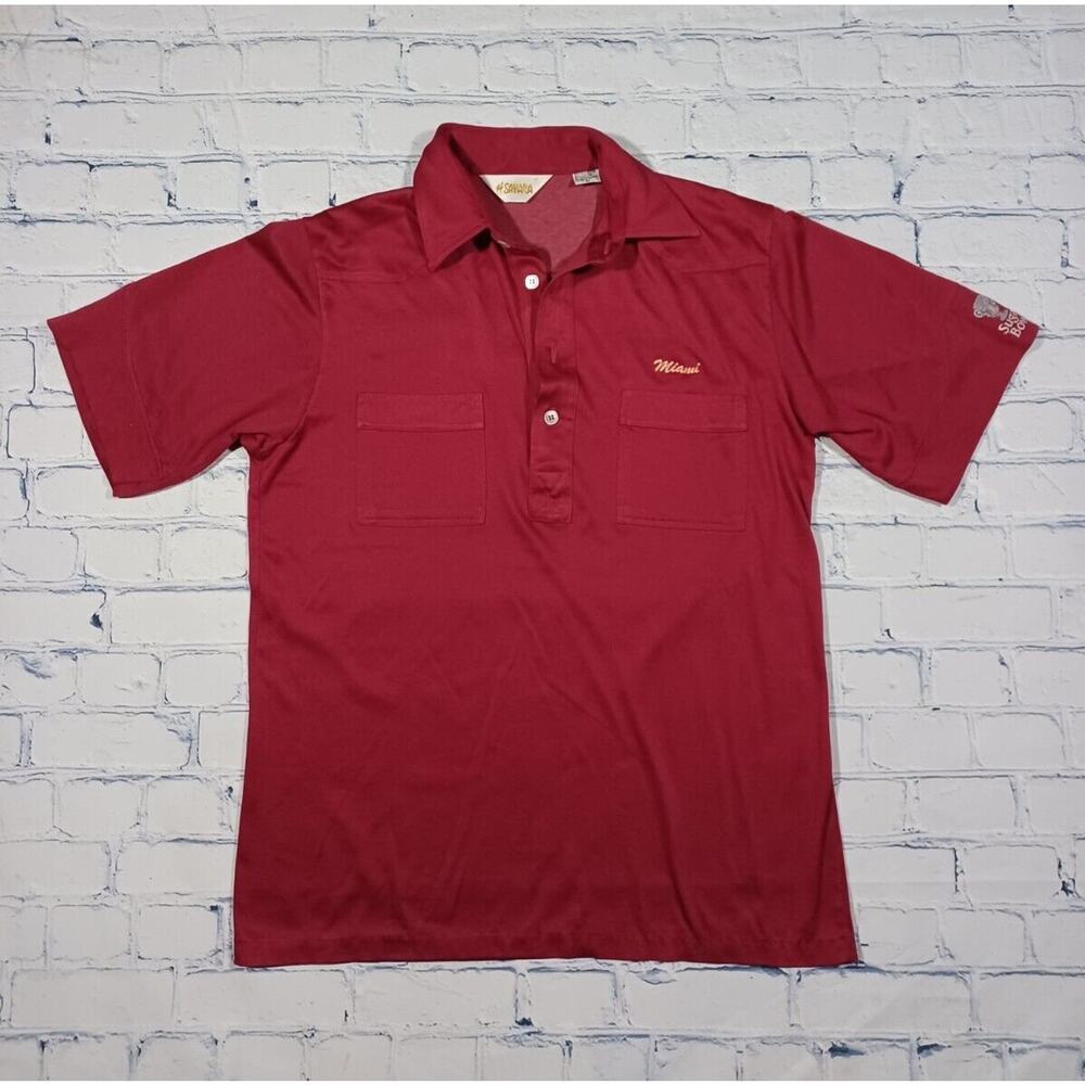 Miami Hurricanes Shirt Mens Sz M Polo Maroon Sahara Sugar Bowl‎ Embroidered VTG